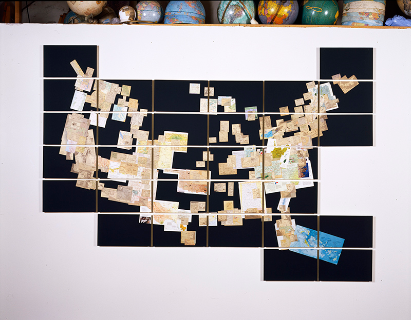 A fragmented map of the United States made up of elements from different actual maps.